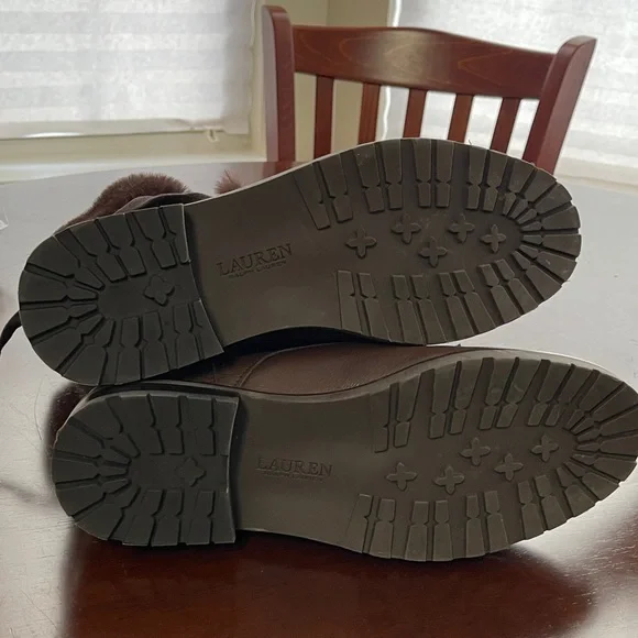 Ralph Lauren Dark Brown Lace-Up Boots with Gold Accents;NWOT. - Picture 7 of 8